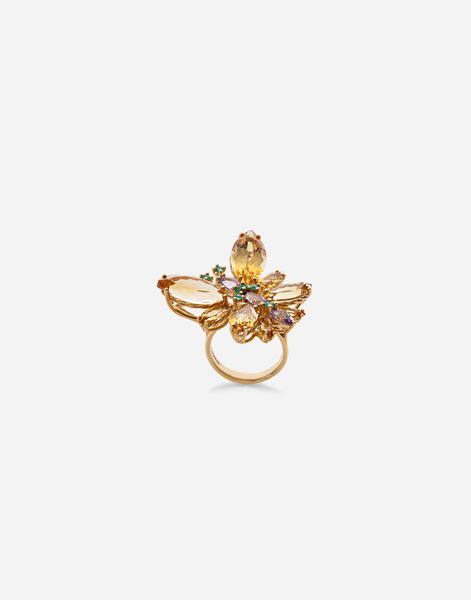  Dolce & Gabbana Spring Ring In 18-karat Yellow Gold Featuring A Butterfly Set With Citrine Quartz - Woman Rings Gold Gold 50 