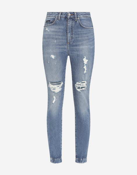  Dolce & Gabbana Stretch Denim Audrey Jeans With Rips - Woman Denim And Jeans Multi-colored Cotton 42 
