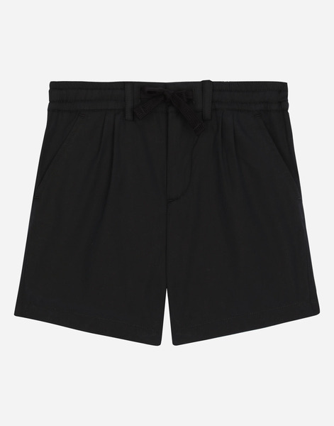  Dolce & Gabbana Stretch Poplin Shorts With Logo Tag - Man Trousers And Shorts Blue Cotton 18/24 Months 