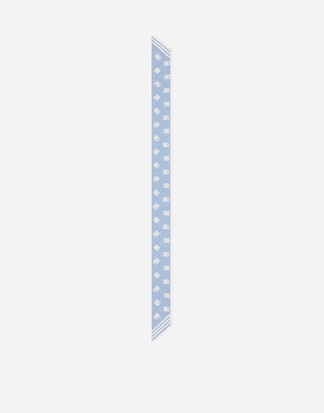  Dolce & Gabbana Twill Headscarf With All-over Dg Logo Print (6x100) - Woman Scarves And Silks Light Blue Onesize 