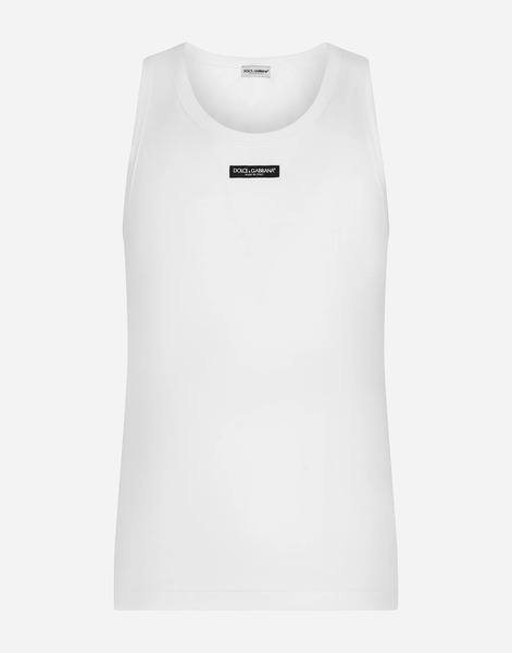  Dolce & Gabbana Two-way Stretch Cotton Tank Top With Logo Label - Man Underwear And Loungewear White Cotton 3 