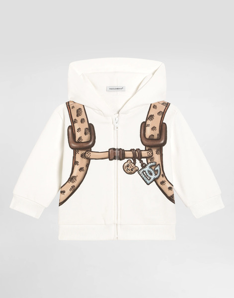  Dolce & Gabbana Zipped Hoodie With Print Backpack And Dg Patch - Man Topwear White 6/9 Months 