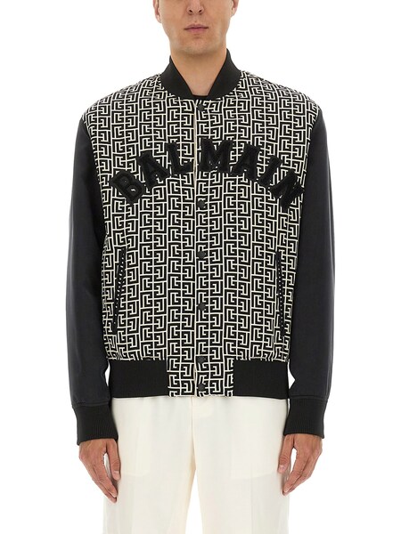  Balmain Balmain Monogrammed Varsity Jacket With Patches 