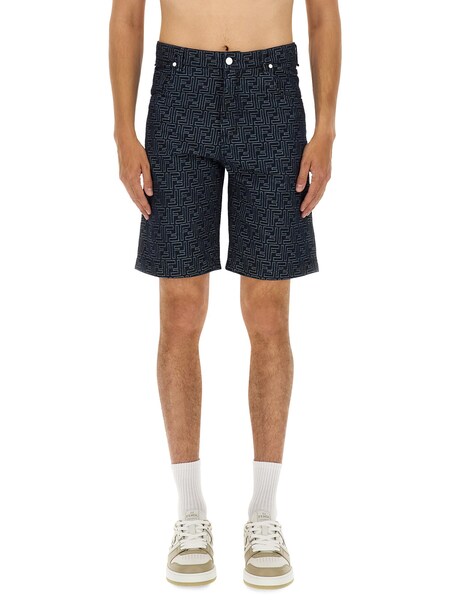  Fendi Fendi Ff Jacquard Denim Shorts 