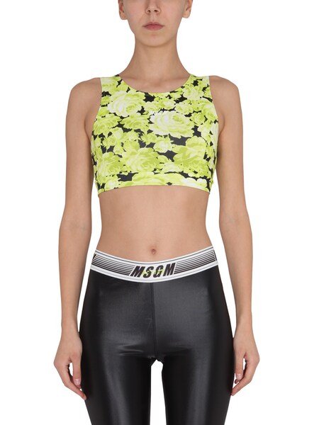  Msgm Msgm Floral Print Cropped Top 