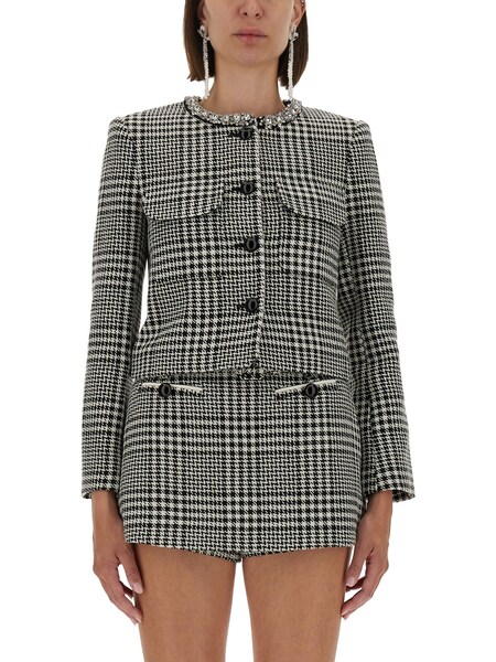  Self-portrait Self Portrait Houndstooth Jacket With Crystals 