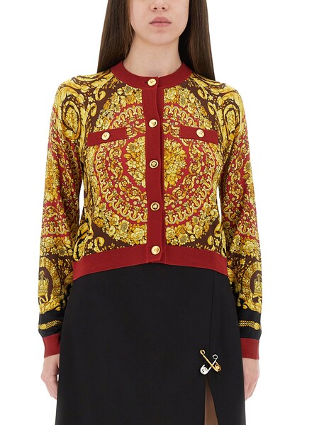  Versace Versace Baroque Silk Knit Cardigan 