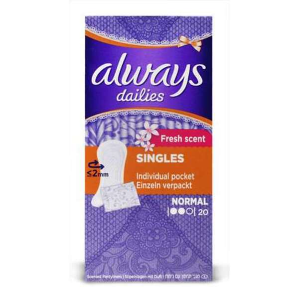  Always Dailies Liners Singles Normal Fresh Scent 20 