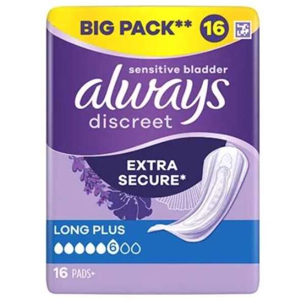  Always Discreet Extra Secure Pads Long Plus 16 