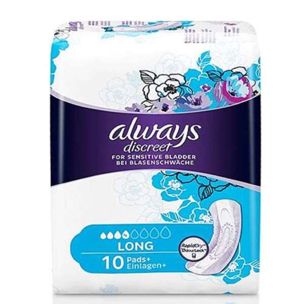  Always Discreet Incontinence Pads+ Long 10 