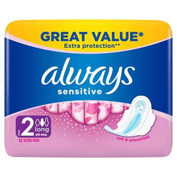  Always Sensitive Long With Wings Ultra Towels 12 