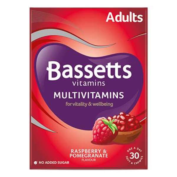  Bassetts Multivitamins Adults Raspberry & Pomegranate Soft Chewies 30 
