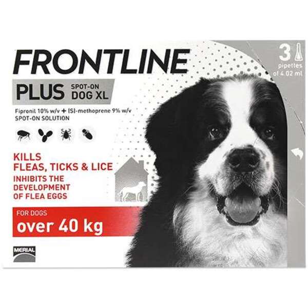  Frontline Plus Spot On Dog Xl (over 40kg) 3 Pipettes 