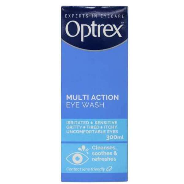  Optrex Multi Action Eye Wash 300ml With Eye Bath 