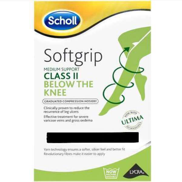  Scholl Softgrip Class 2 Knee Length Black Medium 