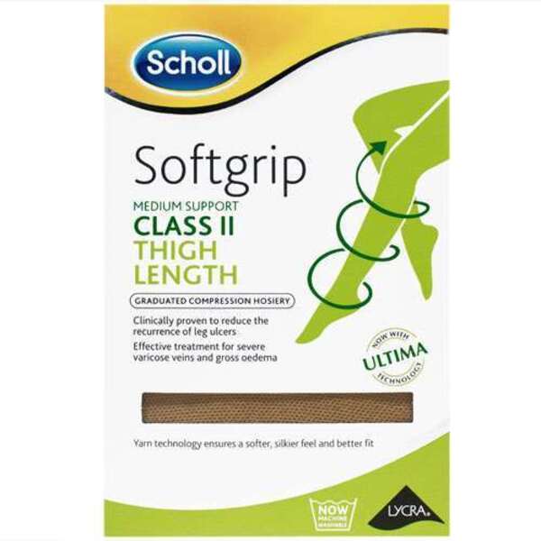  Scholl Softgrip Class 2 Thigh Length Natural Medium 
