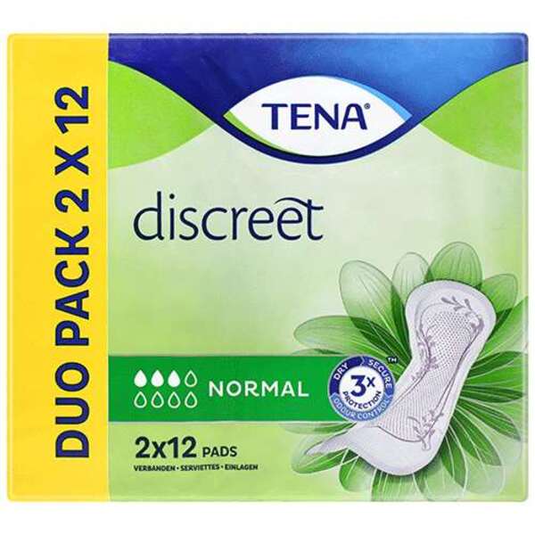  Tena Discreet Normal Pads Duo Pack 2x12 