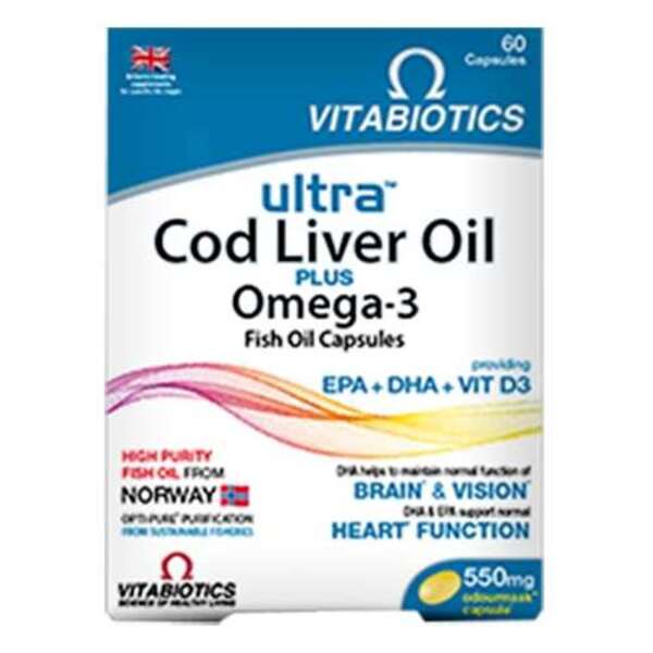  Vitabiotics Cod Liver Oil Plus Omega-3 Capsules (60) 