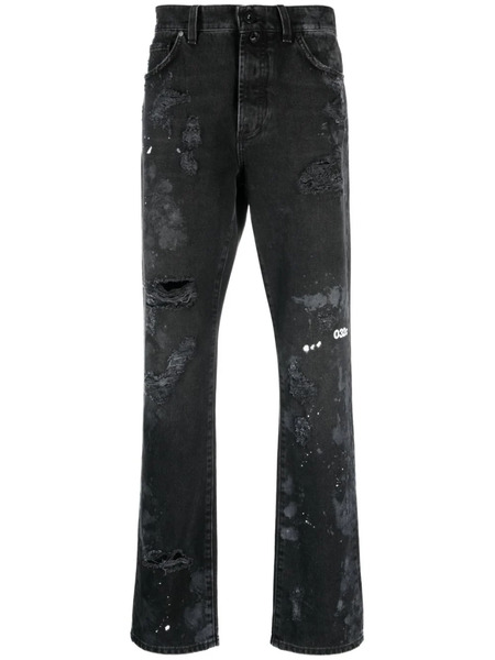  032c Double Shift Painter's Distressed-finish Jeans - Grey 