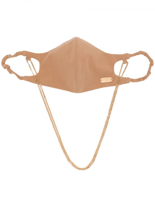  0711 Logo-plaque Cotton Face Mask - Brown 