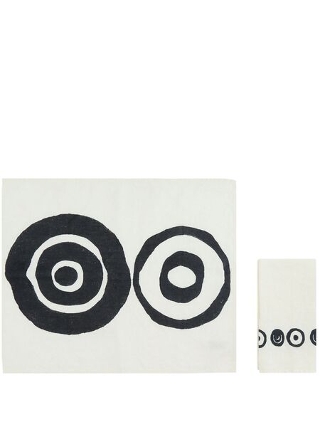  10 Corso Como Circles-print Linen Placemat And Napkin Set - White 