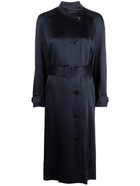  10 Corso Como Double-breasted Belted Satin Coat - Blue 