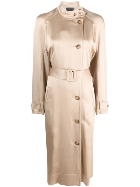  10 Corso Como Double-breasted Belted Satin Coat - Neutrals 