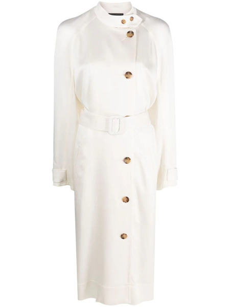  10 Corso Como Double-breasted Belted Satin Coat - White 