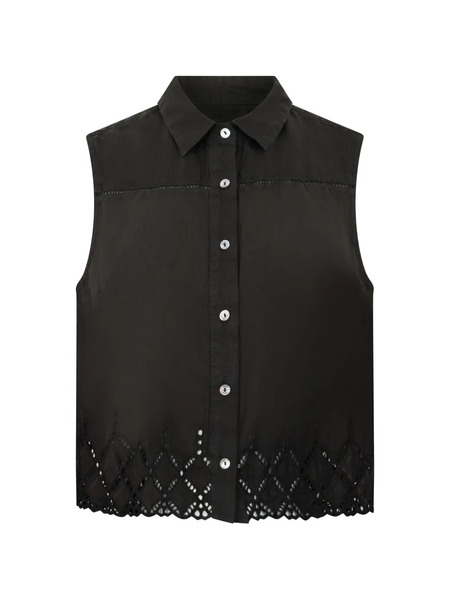  120% Lino Buttoned Openwork Shirt - Brown 