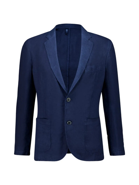  120% Lino Buttoned V-neck Blazer - Blue 