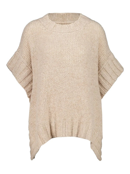  120% Lino Ribbed Poncho Top - Neutrals 