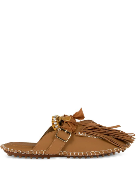  13 09 Sr Fringed Mules - Brown 