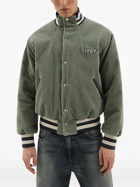  1989 Studio Corduroy Embroidered Bomber Jacket - Green 