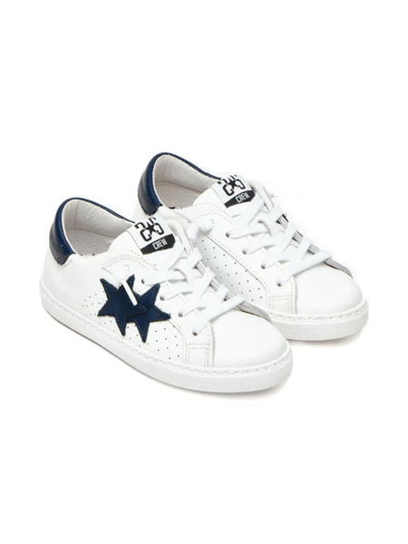  2 Star Kids Leather Sneakers - White 