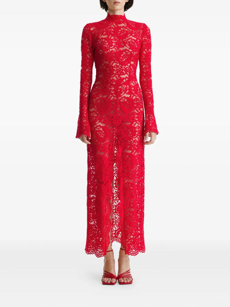  2310 Studio Floral-lace Turtleneck Dress - Red 