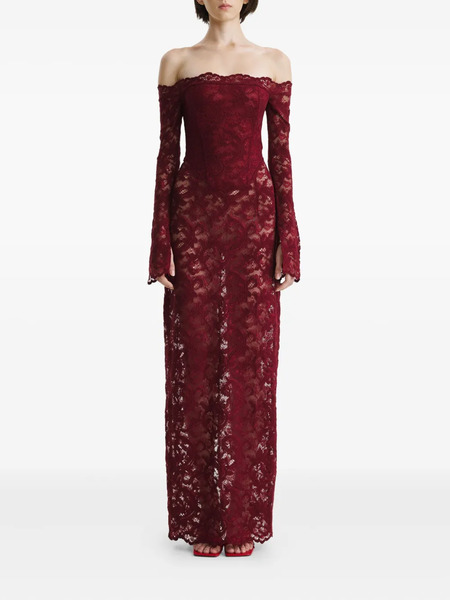 2310 Studio Lace Off-shoulder Maxi Dress - Red 