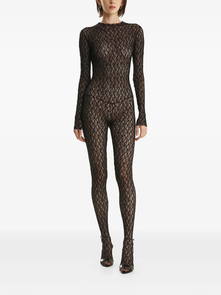  2310 Studio Lace-pattern Long-sleeve Jumpsuit - Black 
