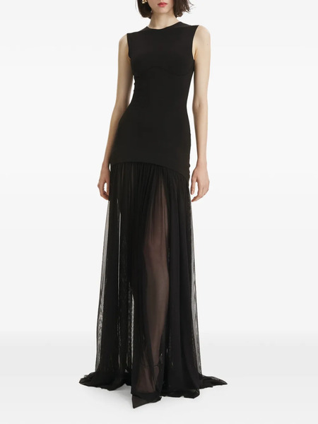  2310 Studio Tulle-panel Maxi Dress - Black 