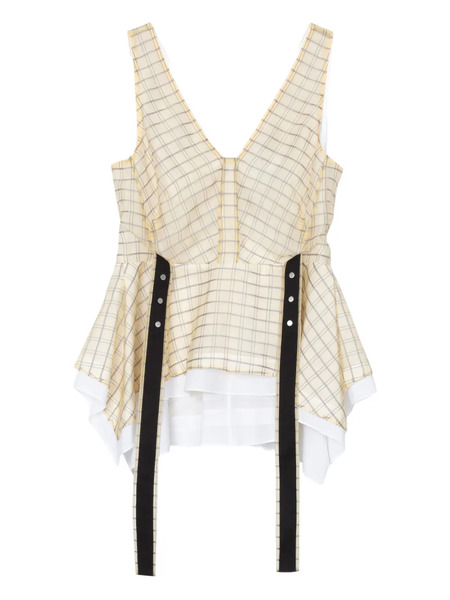  3.1 Phillip Lim Checked Peplum Top - Neutrals 