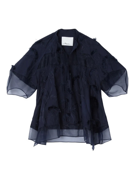  3.1 Phillip Lim Embroidered Ruffled Blouse - Blue 