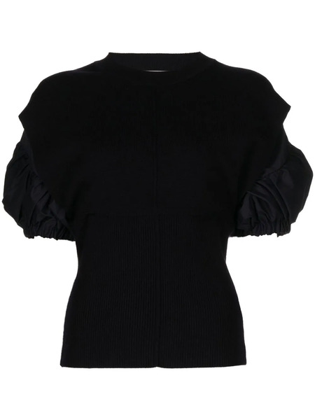  3.1 Phillip Lim Poplin-combo Puff-sleeve Top - Black 