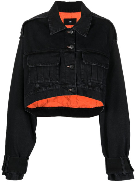  3x1 Cropped Denim Jacket - Black 