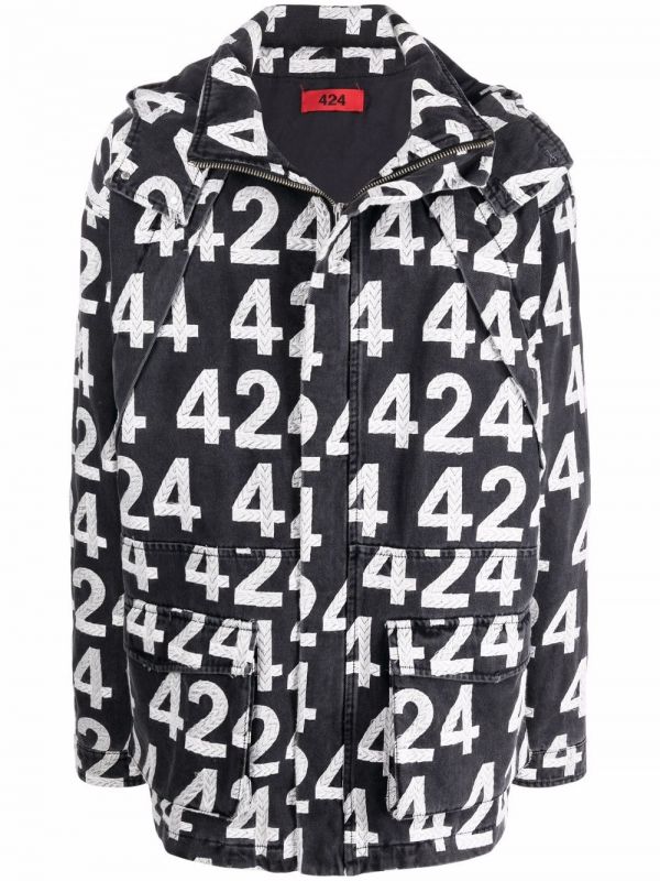  424 All-over Logo Print Jacket - Black 