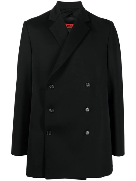  424 Double Breasted Wool Coat - Black 