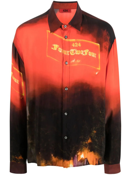  424 Graphic-print Button-up Shirt - Red 