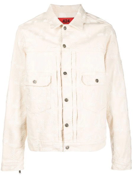  424 Logo-embroidered Denim Jacket - Neutrals 