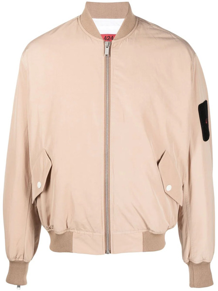  424 Logo-patch Quilted Bomber Jacket - Neutrals 