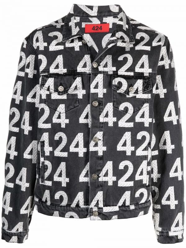  424 Logo-print Cotton-blend Denim Jacket - Grey 