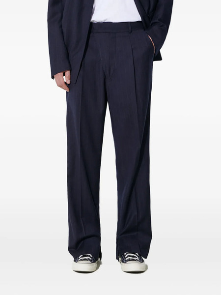  424 Pinstripe Pleated-front Trousers - Blue 