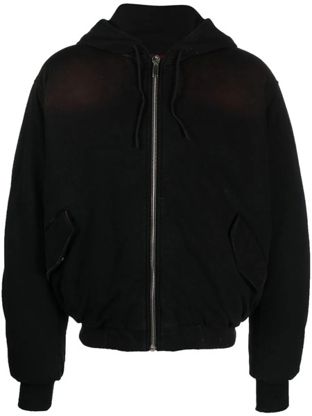  424 Zip-up Padded Hooded Jacket - Black 